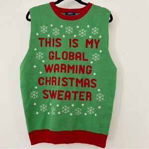 American Rag Ugly Christmas Sweater Vest Sz Medium Global Warming Holiday Funny